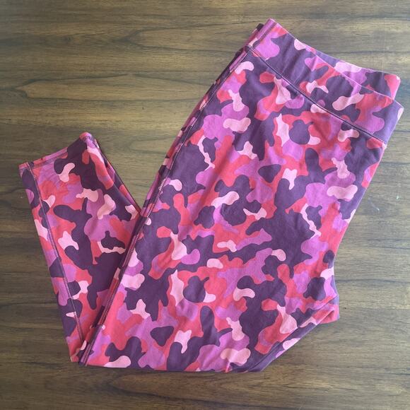 Denim & Co Red Camo Thick Leggings Womans Sz 3XL Athleisure Comfortcore Athlete - Picture 1 of 8